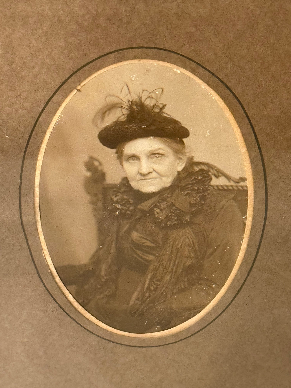 Antique c.1900 Victorian Eldress Portrait in Wide Tiger Grain Flamed Wood Frame – Moody Matriarch Wall Art