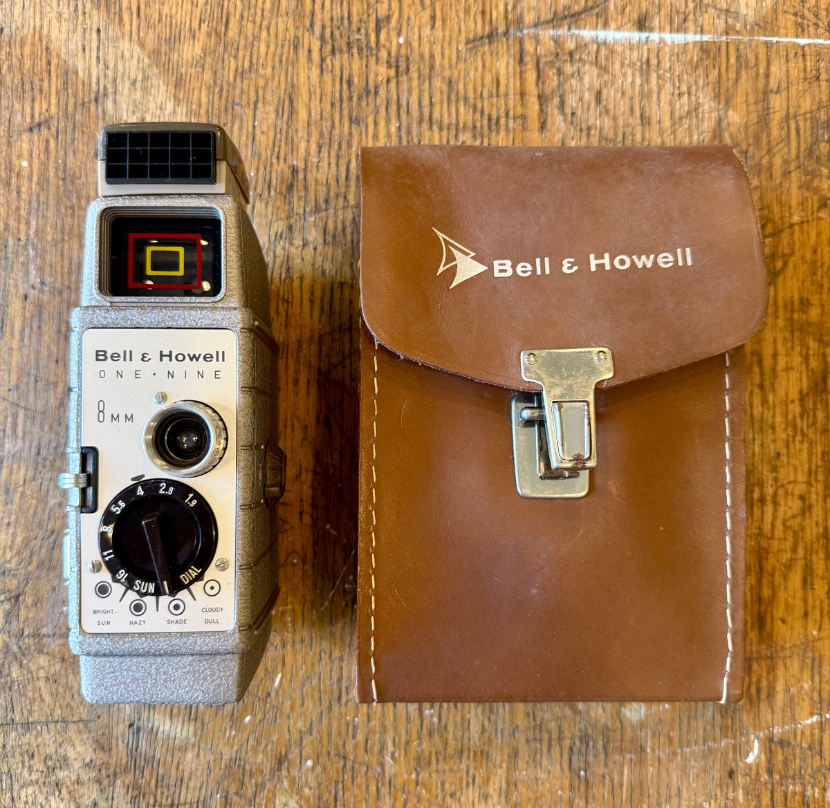 Vintage 1950s Bell & Howell One-Nine 8mm Movie Camera with Original Leather Case
