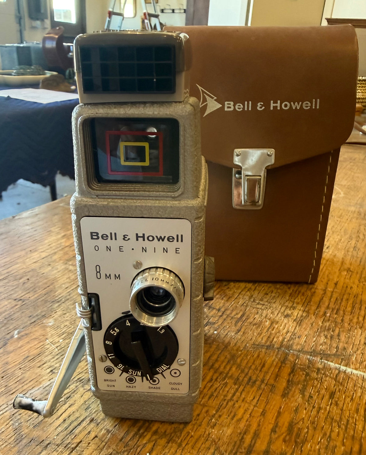Vintage 1950s Bell & Howell One-Nine 8mm Movie Camera with Original Leather Case