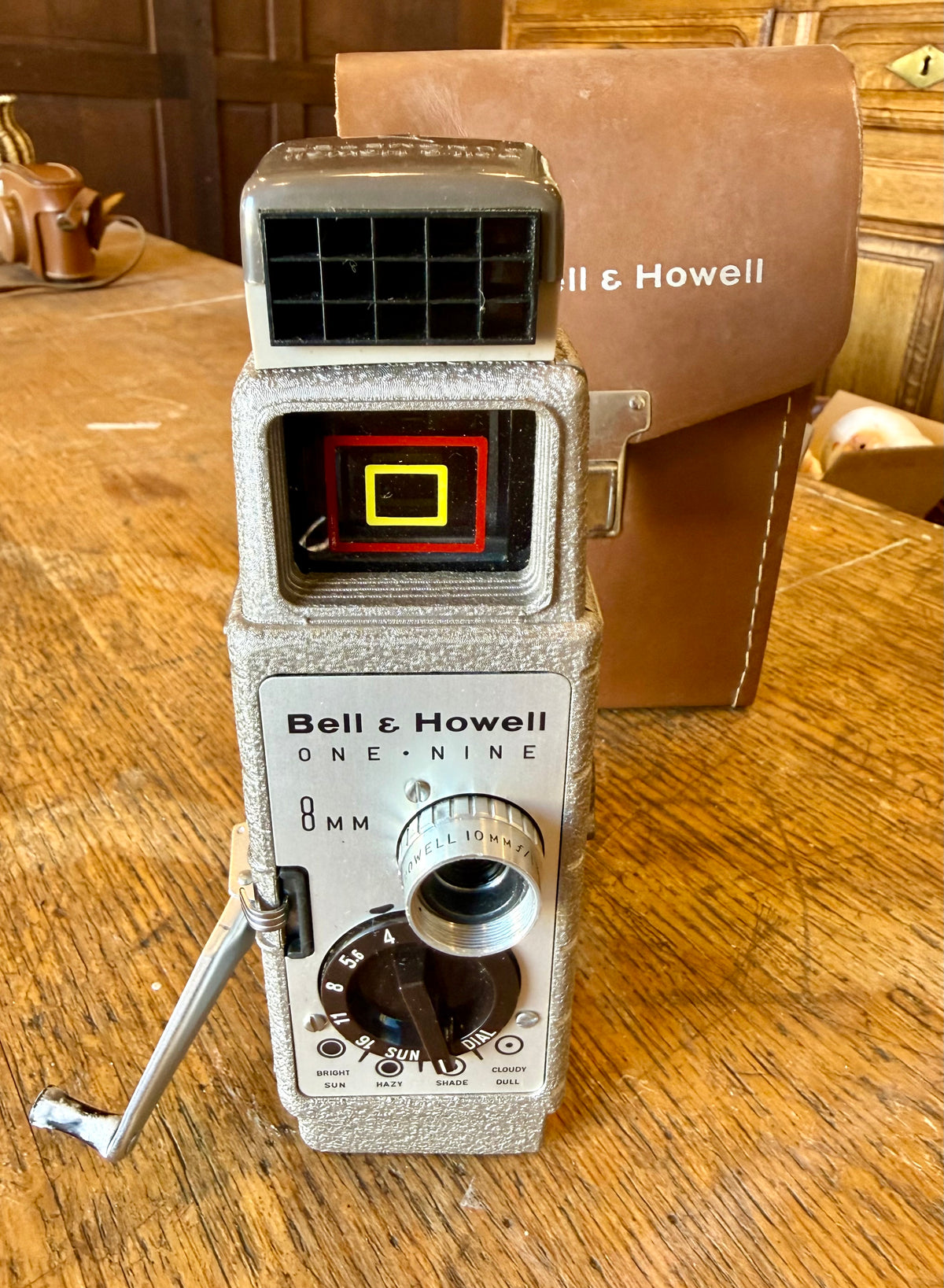 Vintage 1950s Bell & Howell One-Nine 8mm Movie Camera with Original Leather Case