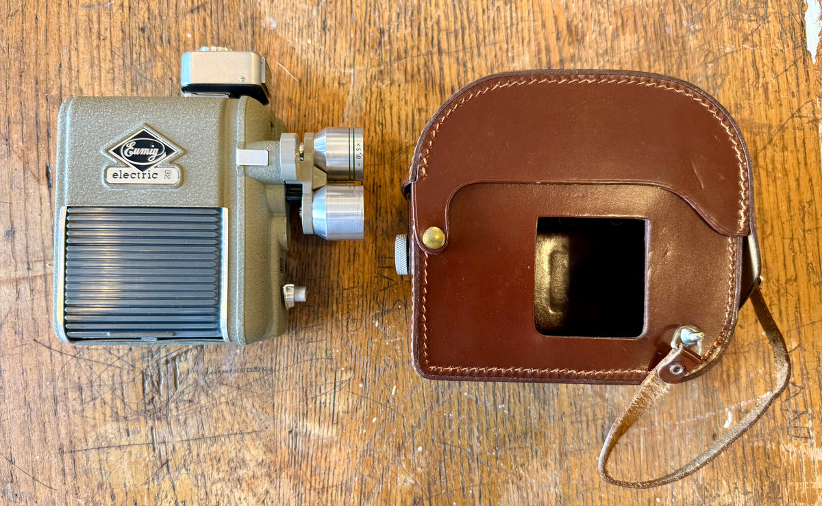 Vintage 1950s Eumig C3M 3-Lens 8mm Movie Camera with Original Light Meter & Leather Case – Made in Austria