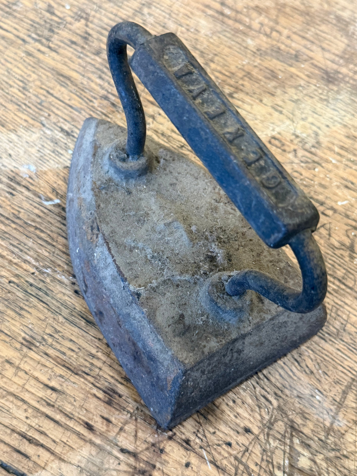 Antique Late 1800s Ober Mfg Co Cast Iron Sad Iron - Solid Metal Handle Clothes Press