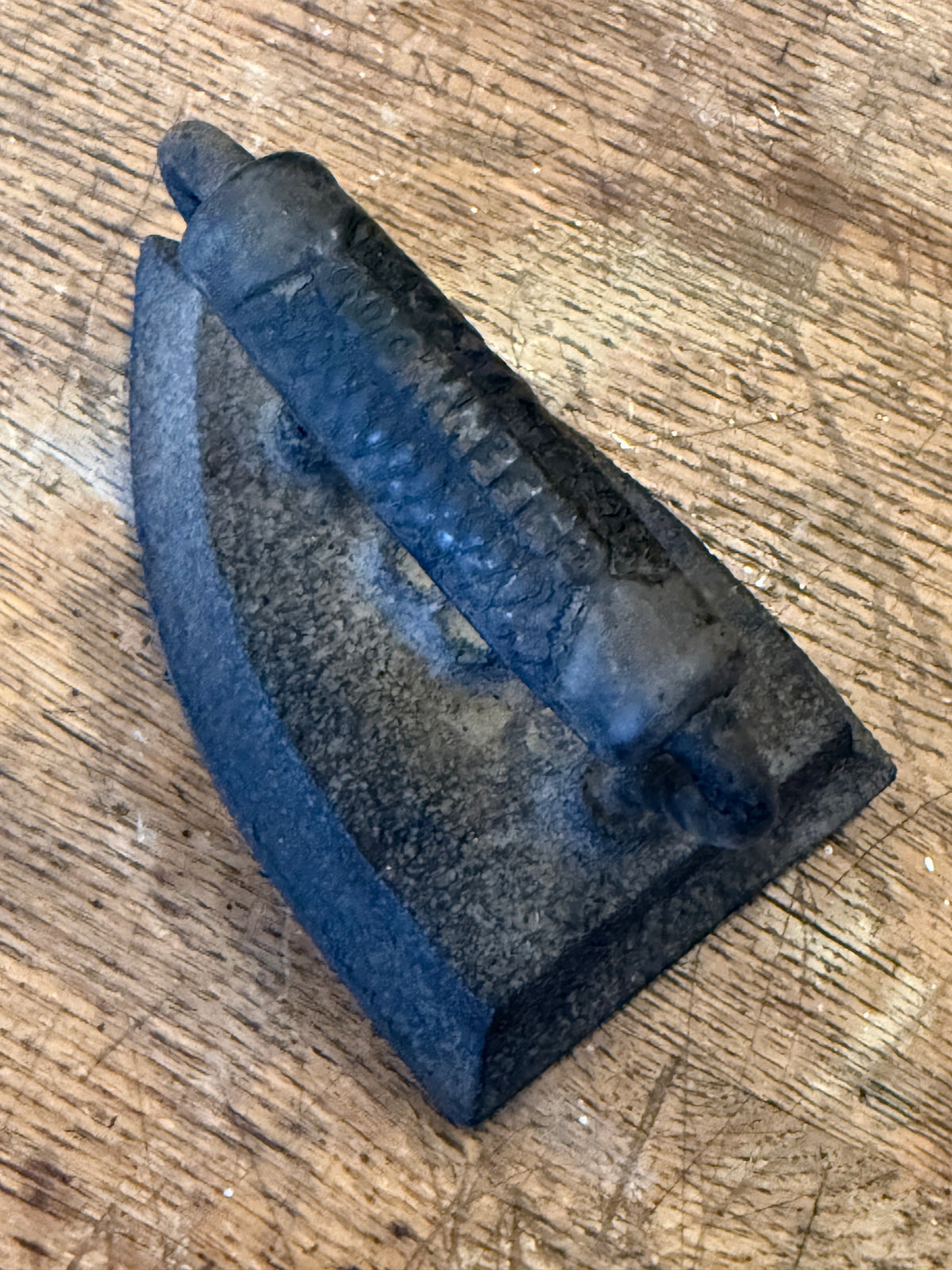 Antique 1890s Asbestos Sad Iron No. 8 - Cast Iron Flatiron with Heavy Textured Handle