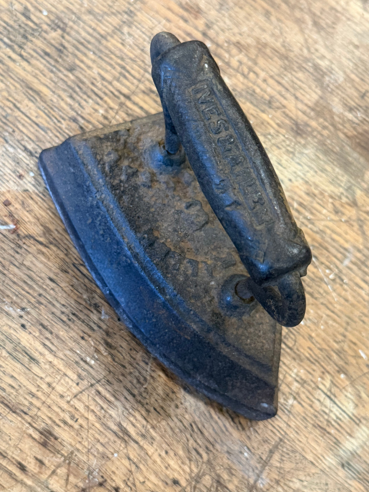 Antique 1890s Ives & Allen Cast Iron Sad Iron - Solid Metal Handle Montreal Foundry Press