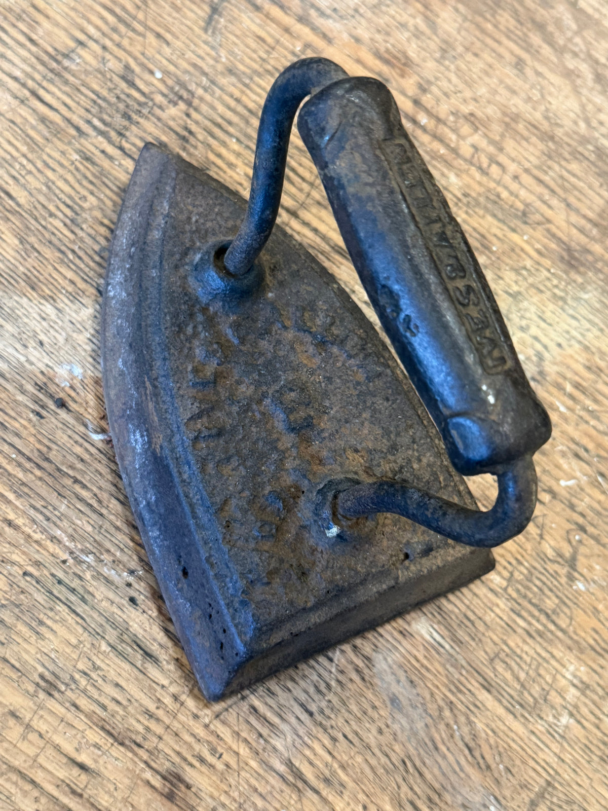 Antique 1890s Ives & Allen Cast Iron Sad Iron - Solid Metal Handle Montreal Foundry Press