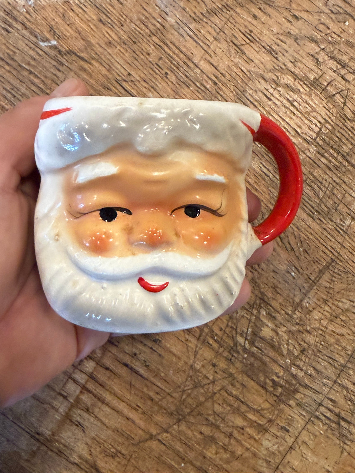 Vintage 1960s Enesco Winking Santa Mug - Original Japan Foil Label Christmas Ceramic (Copy)