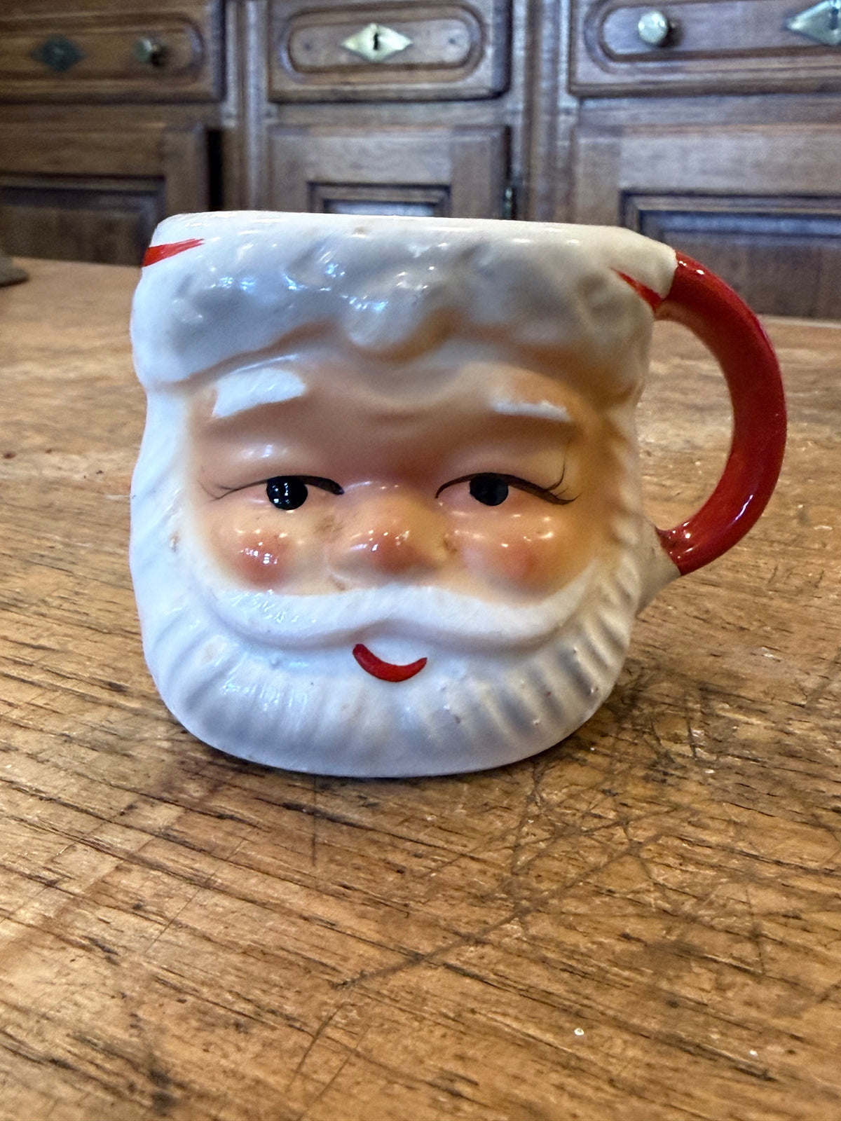 Vintage 1960s Enesco Winking Santa Mug - Original Japan Foil Label Christmas Ceramic (Copy)