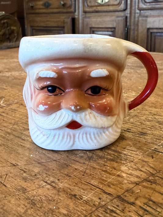 Vintage 1950's Hand Painted Santa Claus Mug Made in Japan Mid Century Christmas Decor