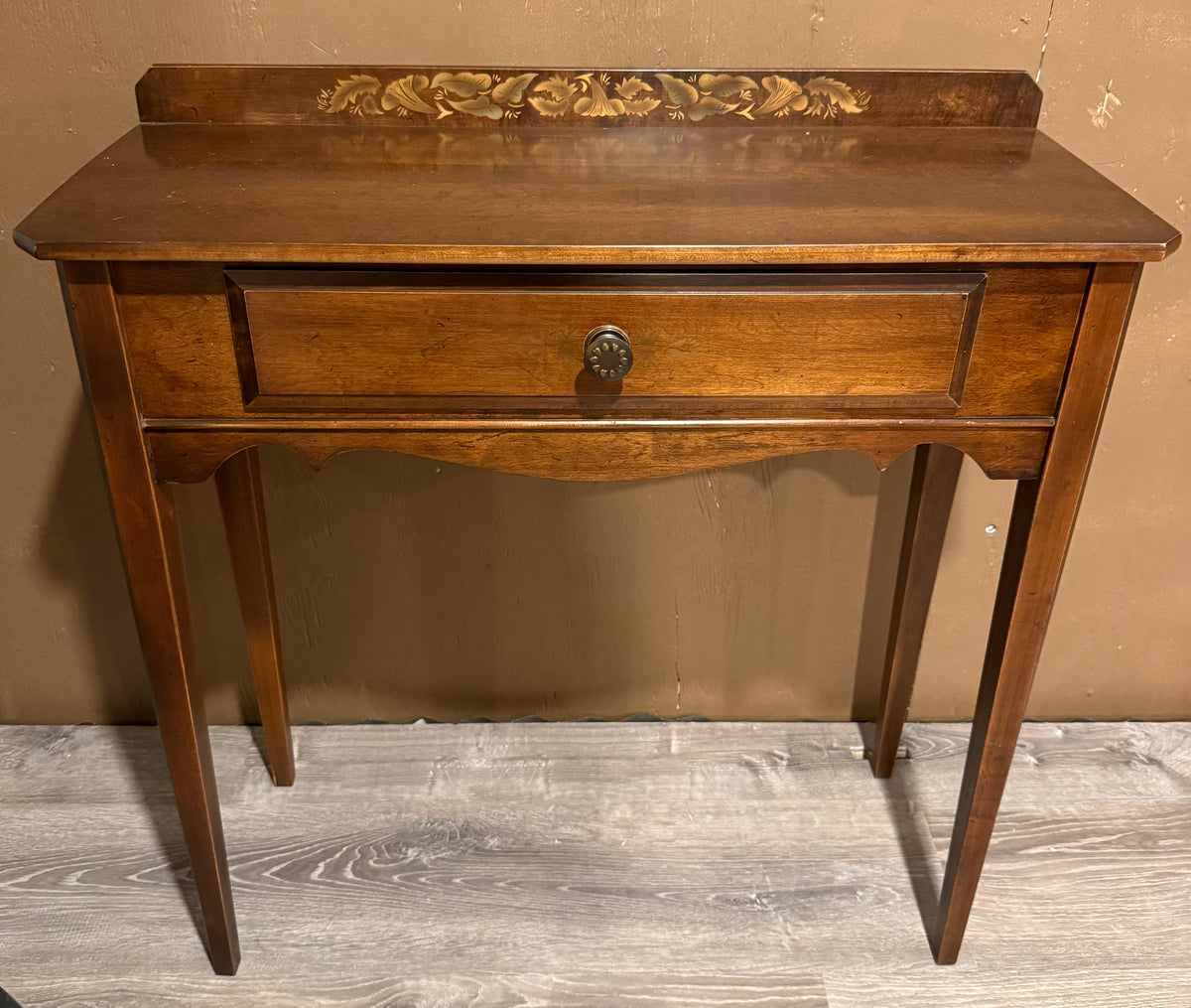 True Antique 1820s L. Hitchcock Connecticut Console Table | Original Stenciled Early American Harvest Sideboard Desk