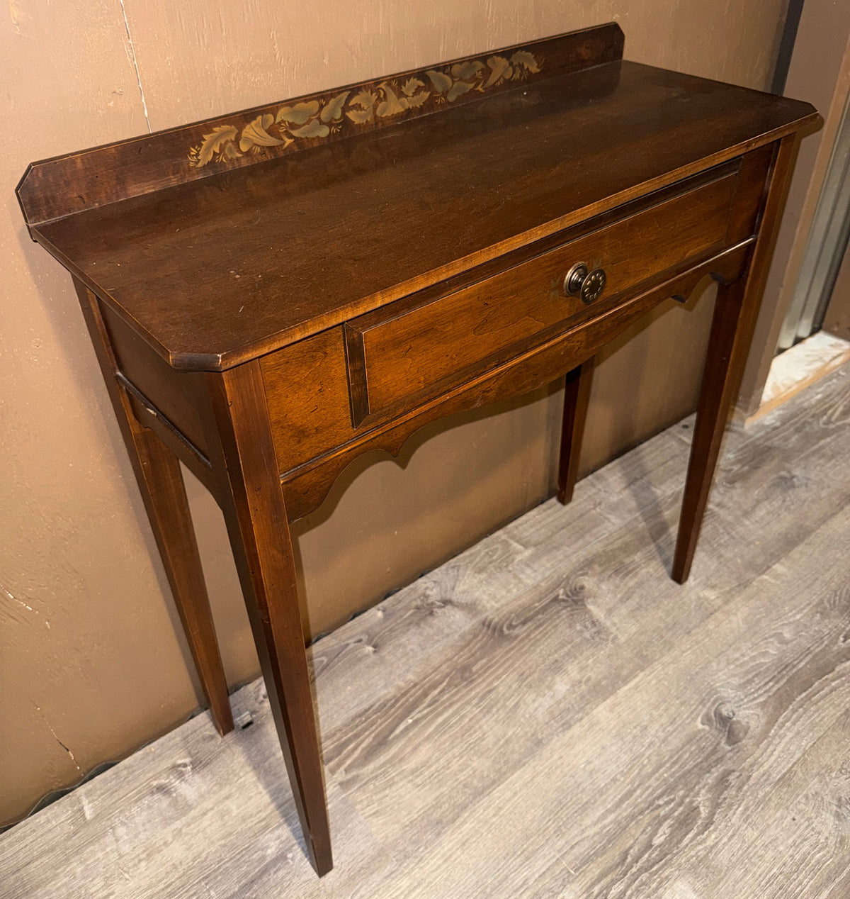 True Antique 1820s L. Hitchcock Connecticut Console Table | Original Stenciled Early American Harvest Sideboard Desk