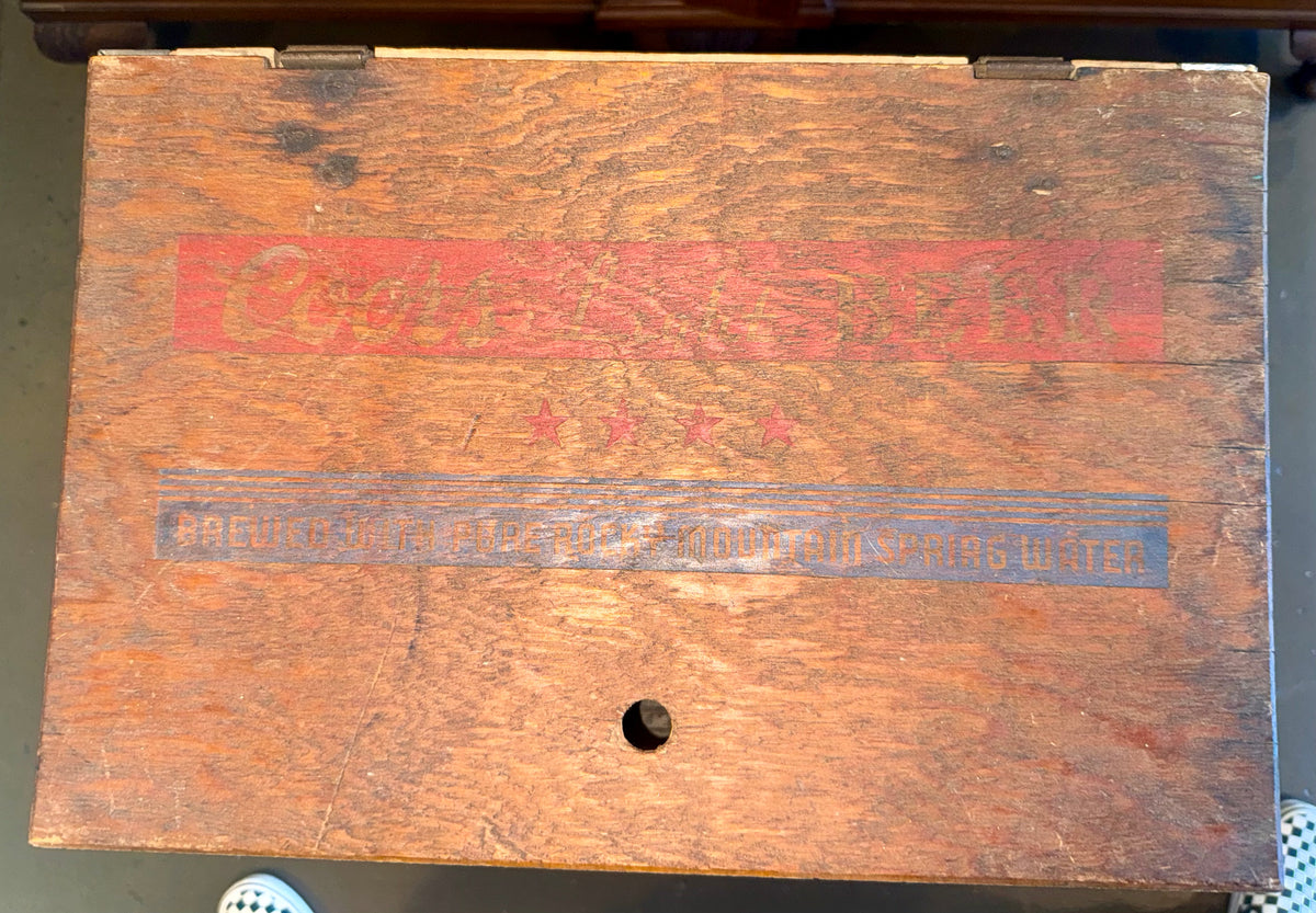 Vintage 1940s Coors Light Beer Wooden Crate with Hinged Lid | Antique Adolph Coors Breweriana Cargo Box