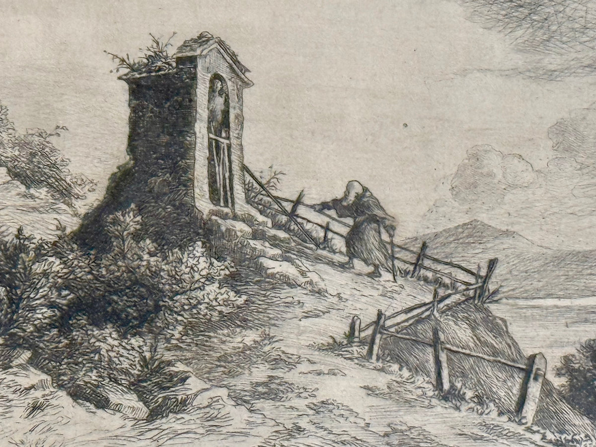 Set of 3 Vintage Original Signed Etchings by Otto von Kukuk – German Historic Landscapes & Lake Constance Views