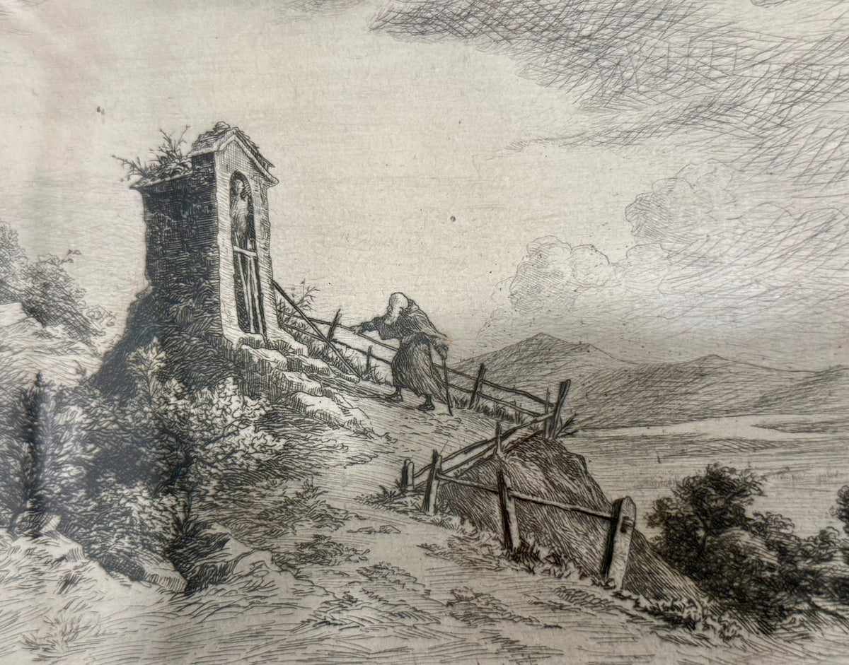 Set of 3 Vintage Original Signed Etchings by Otto von Kukuk – German Historic Landscapes & Lake Constance Views