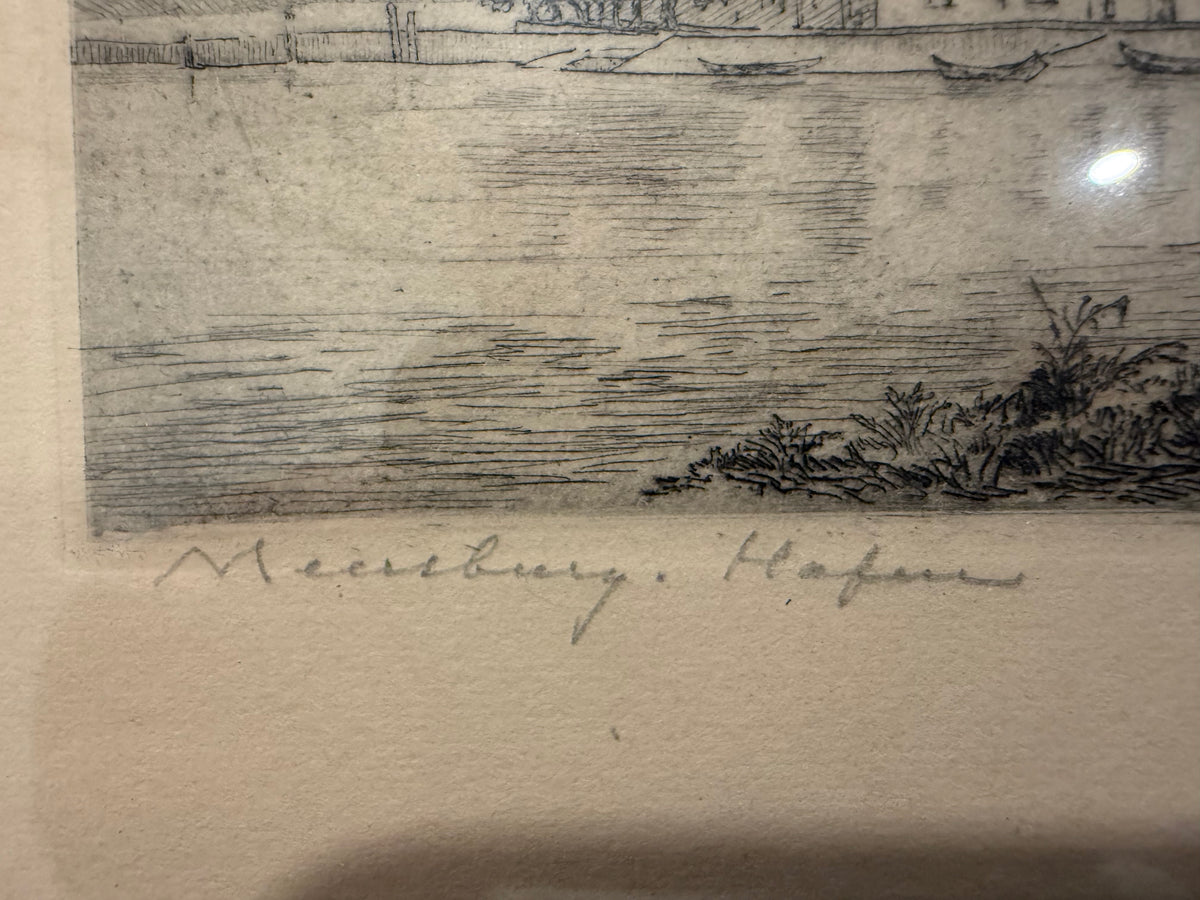Set of 3 Vintage Original Signed Etchings by Otto von Kukuk – German Historic Landscapes & Lake Constance Views